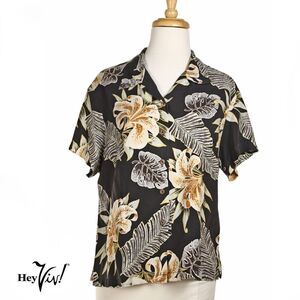 Vintage Womens Hilo Hattie Hawaiian Shirt Silk Print Size M B38 W36 - Hey Viv